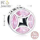925 Silver Evil Eye Pink Zircon Stone Charm Bracelet
