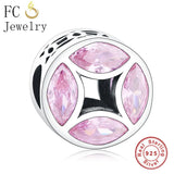 925 Silver Evil Eye Pink Zircon Stone Charm Bracelet