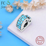 925 Sterling Silver Heart CZ Stone Clip Stopper Bead for Bracelet