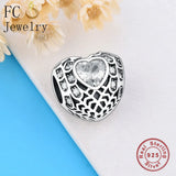 925 Silver Heart CZ Stone Beads Bracelet Charms