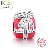 925 Sterling Silver Red Enamel CZ Beads Bracelet Charms