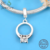 925 Sterling Silver Rings Shape Mix Zircon Bead Pendant