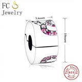925 Silver Round Fan Zirconia Bead Bracelet Charms