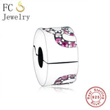 925 Silver Round Fan Zirconia Bead Bracelet Charms