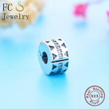 925 Silver CZ Lock Clip Stopper Bead Berloque
