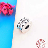 925 Silver CZ Lock Clip Stopper Bead Berloque