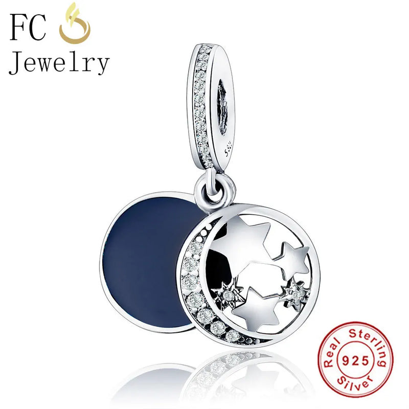 925 Sterling Silver Charms Bracelet Stars Circles Beads