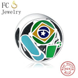 925 Silver Summer Green Enamel Shoe Star Plant Bead
