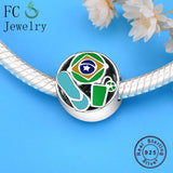 925 Silver Summer Green Enamel Shoe Star Plant Bead