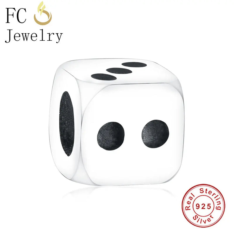 925 Sterling Silver Vintage Cube Dice Beads Berloque