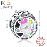 925 Silver Enamel Horse Unicorn Beads DIY Berloque
