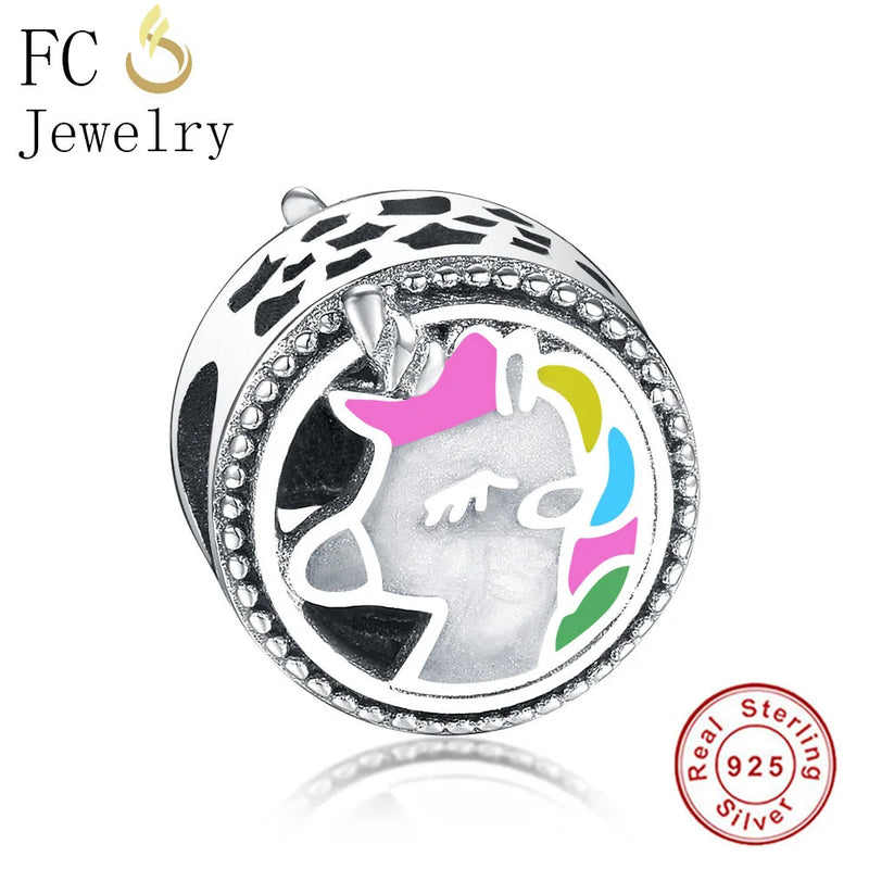 925 Silver Enamel Horse Unicorn Beads DIY Berloque