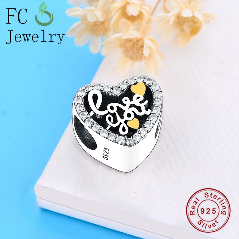925 Silver Heart Love You Bead for Charm Bracelet