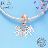 925 Silver Letter K Happy Beads Pendant for DIY Bracelet