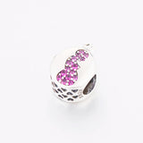 925 Silver Pink CZ Bead Pregnant Mother Charm Bracelet Fit Berloque