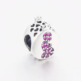 925 Silver Pink CZ Bead Pregnant Mother Charm Bracelet Fit Berloque