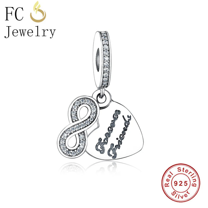 925 Silver Love Forever Pendant Beads Berloque DIY