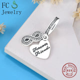 925 Silver Love Forever Pendant Beads Berloque DIY