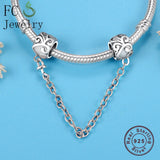 925 Silver Vine Plant Safety Chain Lock Beads Berloque DIY