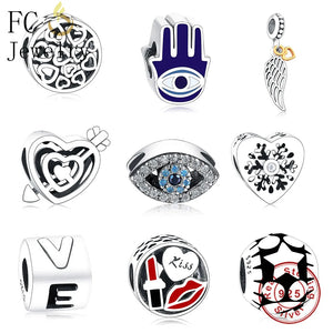 925 Silver Animal Evil Eye CZ Beads Pendant DIY Gift
