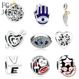 925 Silver Animal Evil Eye CZ Beads Pendant DIY Gift