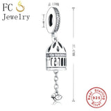 925 Silver Bird Cage Bead Pendant for Women Berloque Gift