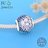 925 Sterling Silver Zirconia Crystal Stone Beads Bracelet Bangle DIY