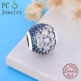 925 Sterling Silver Zirconia Crystal Stone Beads Bracelet Bangle DIY
