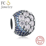925 Sterling Silver Zirconia Crystal Stone Beads Bracelet Bangle DIY