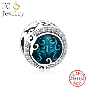 925 Sterling Silver Light Lampwork Face Lace Bead Charm