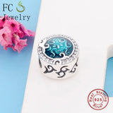 925 Sterling Silver Light Lampwork Face Lace Bead Charm