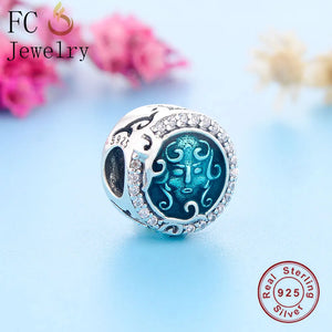 925 Sterling Silver Light Lampwork Face Lace Bead Charm