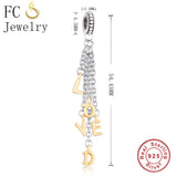 925 Sterling Silver Boho Tassel Loved Charm Bracelet Making Women Berloque