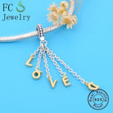 925 Sterling Silver Boho Tassel Loved Charm Bracelet Making Women Berloque