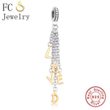 925 Sterling Silver Boho Tassel Loved Charm Bracelet Making Women Berloque