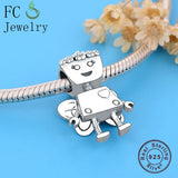Sterling Silver Girl Robot Charm Bracelet Beads Making