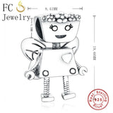 Sterling Silver Girl Robot Charm Bracelet Beads Making