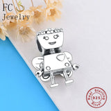 Sterling Silver Girl Robot Charm Bracelet Beads Making