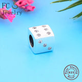 925 Silver Square Zirconia Beads Bracelet Charms