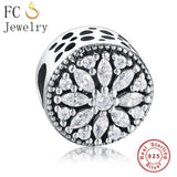 925 Silver Flower CZ Crystal Beads for DIY Bracelets