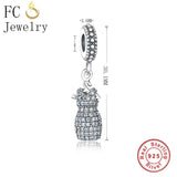 925 Sterling Silver Mix CZ Beads Charms Bracelet DIY Gift