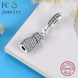 925 Sterling Silver Mix CZ Beads Charms Bracelet DIY Gift