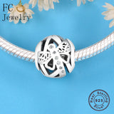 925 Sterling Silver Dragonfly Zirconia Crystal Charms Bracelet