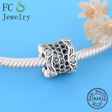 Silver Lace of Love Heart Bracelet Charm with Zirconia Spacer Beads