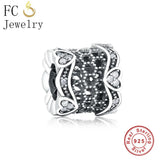Silver Lace of Love Heart Bracelet Charm with Zirconia Spacer Beads