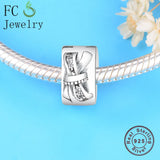 925 Silver Charms Bracelet Bangle Bow Clip Bead Pendant DIY Berloque
