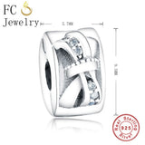 925 Silver Charms Bracelet Bangle Bow Clip Bead Pendant DIY Berloque