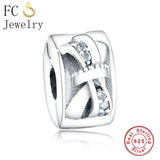925 Silver Charms Bracelet Bangle Bow Clip Bead Pendant DIY Berloque