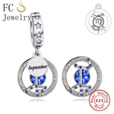 925 Silver Zodiac Birthstone Bead for Bracelets