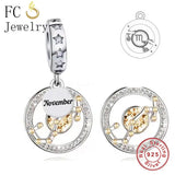 925 Silver Zodiac Birthstone Bead for Bracelets